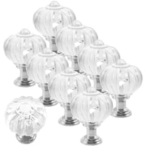 GOOHOCHY 10Pcs Modern Design Transparent with Silver Base Furniture Handle Accessory for Cabinet 1.38X0.98X0.98in