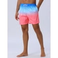 thumbnail image 2 of DARING DIVA Men's Contrast Color Gradient Summer Drawstring Beach Shorts 30 Blue Red, 2 of 6