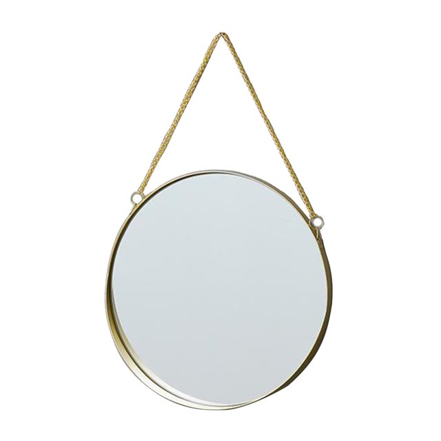 Miroir Rond Suspendu Décoratif à Motifs Géométriques Monté au Mur avec Chaîne pour S