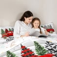 thumbnail image 5 of Feelyou Merry Christmas Full Size Comforter Sets, Red Truck Xmas Tree Bedding Comforter Set, Rustic Cabin Reversible Bedding Sets, Super Cozy Room Decor,3 Pieces, 5 of 8