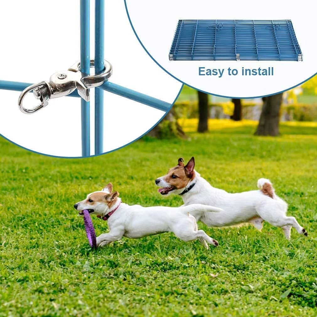 YRLLENSDAN 8 Panels 24”H Metal Dog Playpen, Portable Dog Fence for Yard and RV Camping, Foldable Pet Playpen for Indoor and Outdoor, Blue