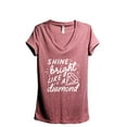 thumbnail image 1 of Shine Bright Like A Diamond Women's Fashion Relaxed V-Neck T-Shirt Tee Heather Rouge Large, 1 of 3