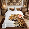 thumbnail image 2 of Manfei Animal Leopard King Size Comforter Sets 3pcs,Tropical Hibiscus FlowerComforters King Size,1 Comforter and 2 Pillowcases,Reversible, 2 of 6
