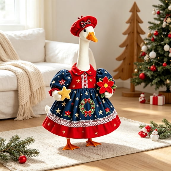 SHENGXINY Porch Goose Outfit, Christmas Party Full Decor Accessory Set Goose Clothes for Winter Home Front Yard Festive Decor