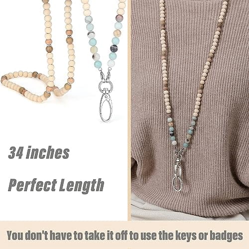 Jointown Lanyards for Id Badges for Women Cute Teacher Lanyard Cruise Lanyard for Ship Cards Beaded Teacher Lanyards for Id Badges and Keys Neck Lanyard Beaded Keychain Lanyard Personalized String