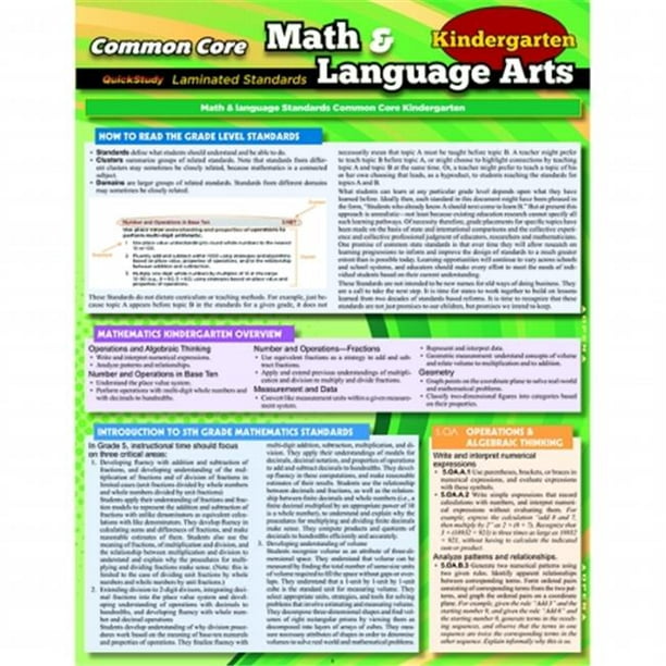 Barcharts- Inc. QS-222811 Noyau Commun Gr K Maths et Langage