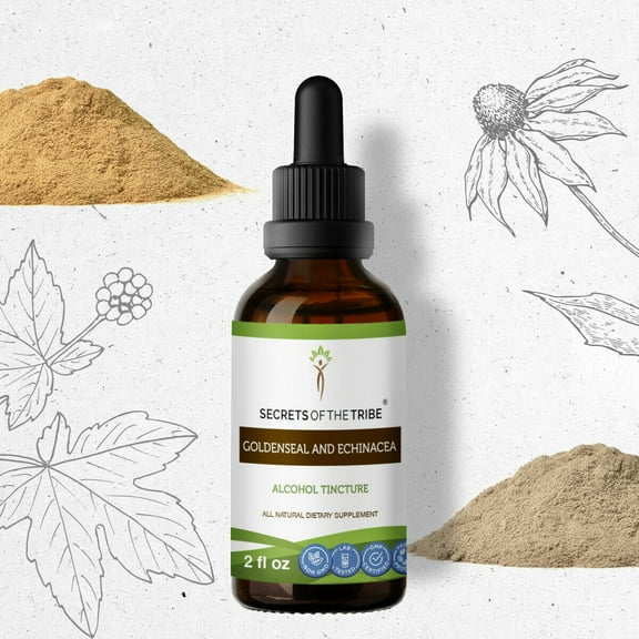 Goldenseal and Echinacea Alcohol Responsibly farmed organic Herbs Echinacea Root Echinacea Purpurea, Goldenseal Root System Health 2 oz