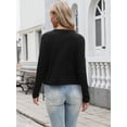 thumbnail image 3 of DARING DIVA Women's Knit Long Sleeve Cropped Sweater Cardigan Shrug L Black, 3 of 6