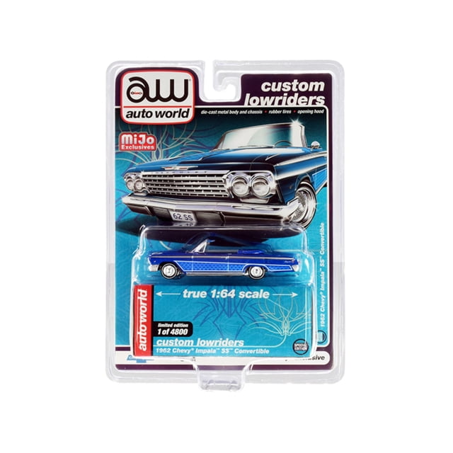 1962 Chevrolet Impala SS Convertible Auto World Azul Metálico 1/64 Diecast
