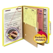 Angle View: Smead Pressboard Folders with Two Pocket Dividers, Letter, Six-Section, Yellow, 10/Box -SMD14084