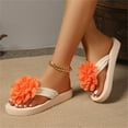 thumbnail image 5 of Women's Flower Flip Flops Flat Open Toe Summer Beach Casual Footwear Orange 36, 5 of 5