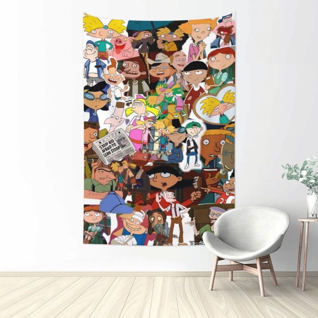 Tapiz de Hey Arnold, tapiz grande para colgar en la pared, para sala de estar, dormitorio, póster, fondo de decoración del hogar para niños, niñas y adultos, 228 x 152 cm