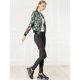 thumbnail image 3 of Cazadora Bomber Floral LigeCon CremalleY Cuello Alto PaMujer Verde oscuro M de Allegra K, 3 of 6