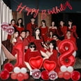 thumbnail image 3 of Red Number 18th Birthday Decoration Set Happy Birthday Banner Balloons 18 Years Old Birthday Party Supplies Helium Balloons Number 18 Balloons Latex Balloon Foil Balloon, Red 18th Party Balloons, 3 of 5