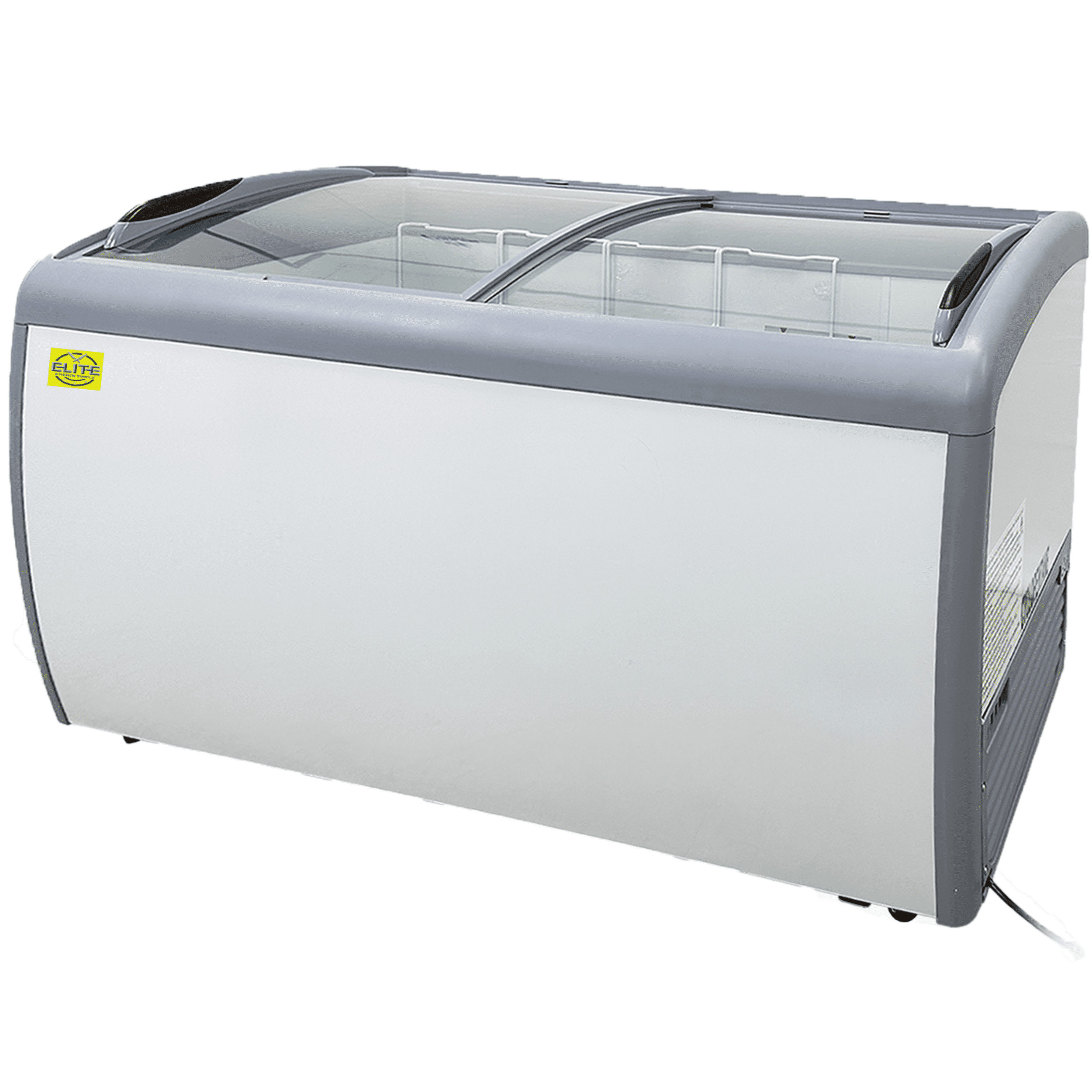 NSF 60 in. W 11.7 Cu. ft. Commercial Freezer, Curved Glass Door Display Chest Freezer in White