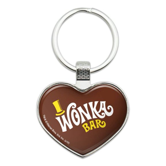 Willy Wonka and the Chocolate Factory Wonka Bar Logo Keychain Heart Love Metal Key Chain Ring