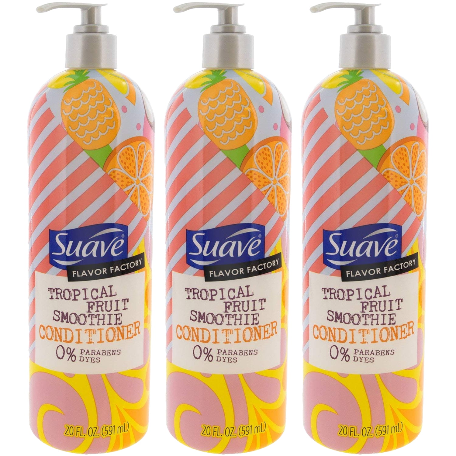 Pack of (3) SUAVE HAIR Flavor Factory Tropical Fruit Smoothie Conditioner 20 oz