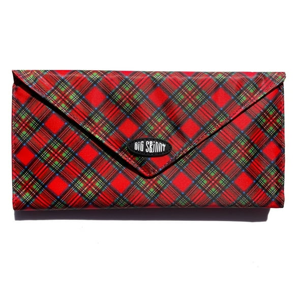 Big Skinny Women's Slimvelope Tri-Fold Checkbook Slim Wallet, Holds Up to 40 Cards, Sangria Red Plaid