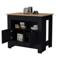 thumbnail image 6 of FM FURNITURE Theba Kitchen Island with 2 doors 3 shelves Black Engineered Wood, 6 of 6