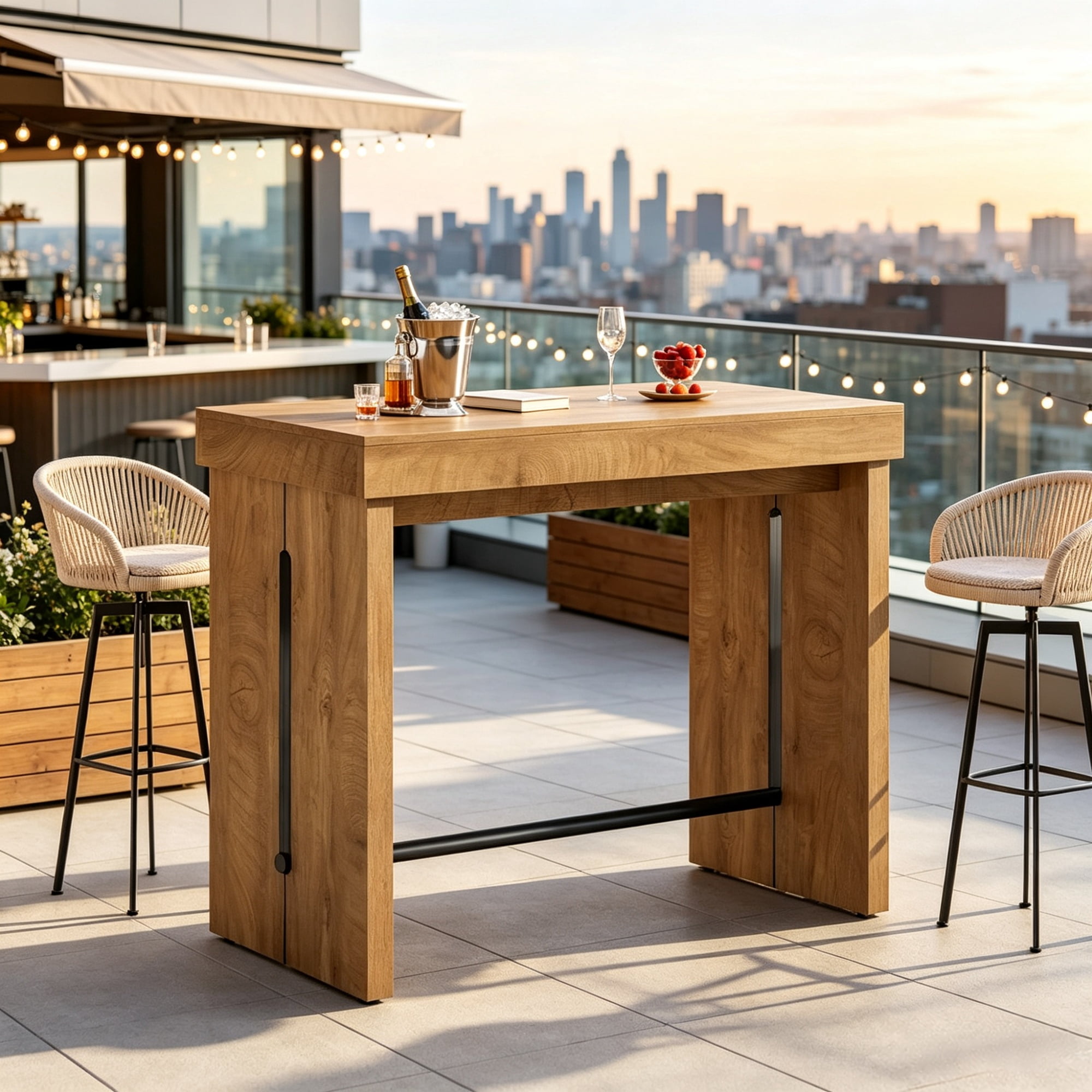 41" Bar Table, Counter Height Pub Table with Sturdy Tabletop