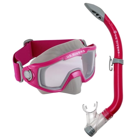 U.S. Divers Avila TX 2.0 Snorkel Mask/Varia Snorkel Combo, JR Ages 6  Berry/Gray