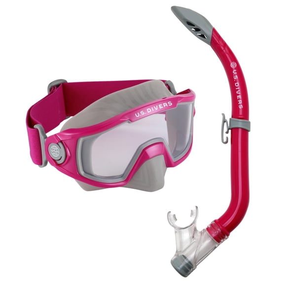 U.S. Divers Avila TX 2.0 Snorkel Mask/Varia Snorkel Combo, JR Ages 6  Berry/Gray