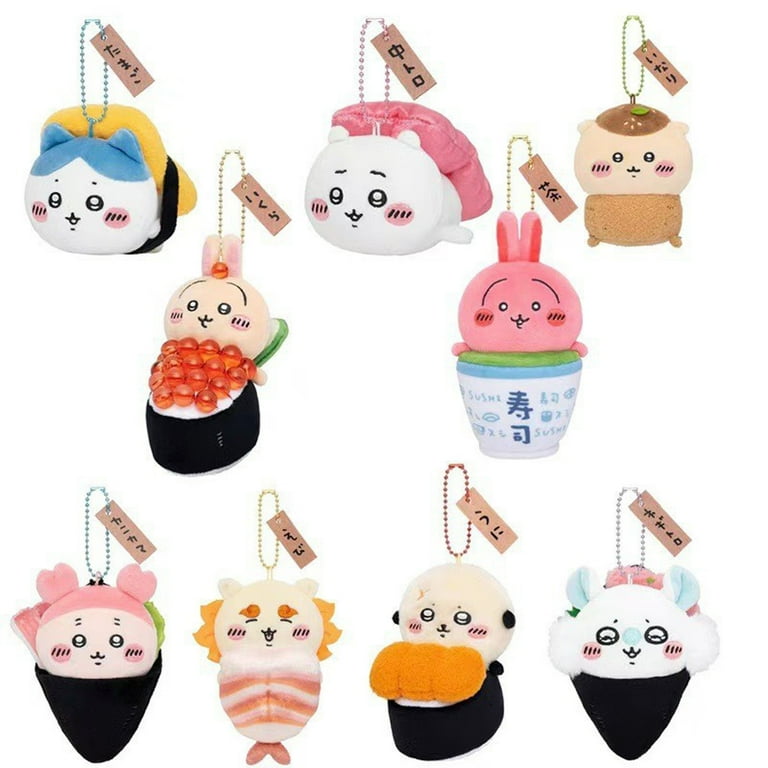 New Chiikawa Sushi Rabbit Usagi Green Tea & Salmon Roe Set  Chiikawa Sushi Salmon Roe Usagi Mascot (plush keychain/charm) main image 1