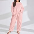 thumbnail image 4 of Cute Pajama Set for Women – Homewear Sleepwear Women's Plus Size Flannel Pajama Set Thickened Warm Coral Loungewear Loose Fit Winter Sleepwear & Outerwear For Home And Outdoor Use, 4 of 6