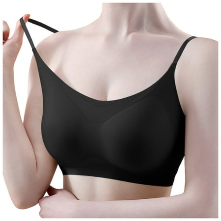 YHGFVOKJ Bras for Women Comfortable Smooth Solid Color Sexy Shoulder Strap Fashion Cordless Backless Spongeless Convertible Shoulder Underwear Women s Bra Black XXL