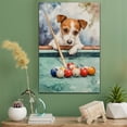 thumbnail image 2 of Smooth Fox Terrier Dog Stretched Canvas Size 8x12 – Billiards Theme Dog Art for Wall, Smooth Fox Terrier Dog Playing Billiards Wall Art, Dog Lover Canvas Decor, 2 of 5