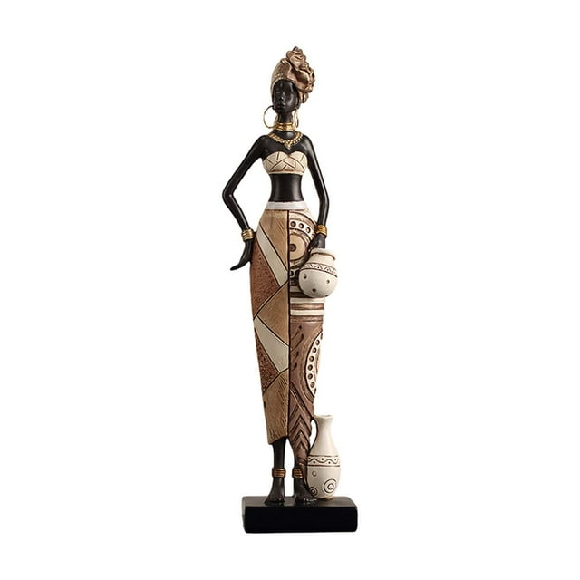 Estatua de mujer africana, figura humana, adorno estético, decoración, estatua de resina para 7 cm x 5 cm x 34 cm
