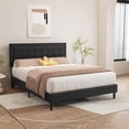thumbnail image 2 of alazyhome Linen Upholstered Platform Bed Frame Queen Size with Button Tufting Headboard , Easy Assembly, Black, 2 of 6