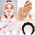 thumbnail image 5 of Diadema para mujer, paquete de 2, maquillaje, lavado de cara, toalla suave, máscara facial, lindo paquete para cabello y ducha, banda de lazo, diademas de microfibra, tela de rizo elástica, envoltura, 5 of 5