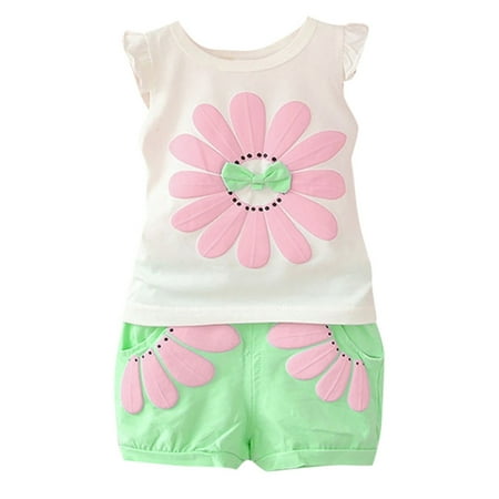 

Toddler Kids Baby Boys Girl Cartoon Outfits T shirt Tops Shorts Set