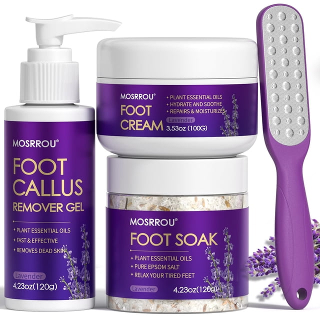 Kit de pedicura MOSRROU Set de cuidado de pies de color lavanda, 4 piezas