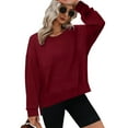 thumbnail image 4 of FAIWAD Crewneck Sweatshirts Women Casual Long Sleeve Basic Pullover Tops Teen Girls Fall Winter Solid Color Clothes, 4 of 7