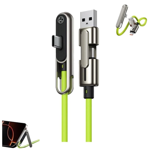TYPPKMM 240W USB-C 2-in-1 Foldable Stand Charging Cable Green