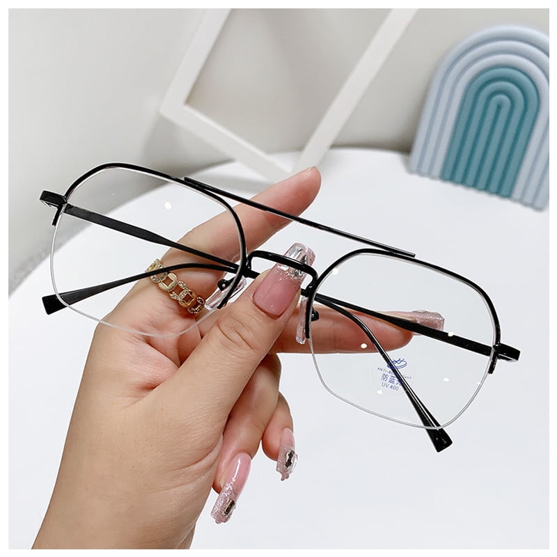 Throb North Conclusion Nersighted Distance Glasses Retro Short Sighted Eyewear Anti Glare Semi  Rimless for Gaming Students 100 Black Frame - Walmart.com