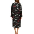 thumbnail image 2 of Yuyamidu HO-HO-HO Long Bathrobe for Women Christmas Long Sleeve Robe with Zipper Front Sleepwear Black Crewneck Spa Robes Size 2XL Comfy Mid-Length House Coats, 2 of 7