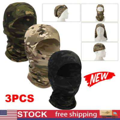 3pc Balaclava Face Mask UV Protection Ski Sun Hood Tactical Masks for Men Women