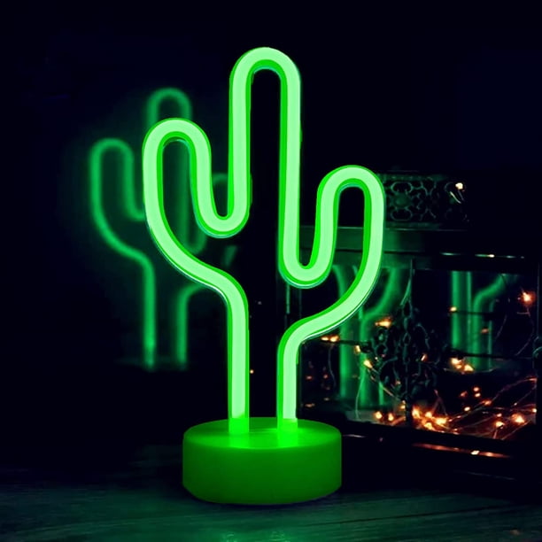 Luces de cactus LED Letreros de neón Luces con base Luces de noche LED Luces de neón USB Funcionamiento con pilas Luces de noche Decoración para Navidad, cumpleaños, Liv