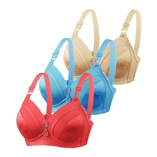 Qiyuancai 44 Nylon Gathering Anti Drop Bra, (3 Pack)