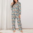 thumbnail image 2 of Fotbe Train Conjunto de Pijama de Manga Larga para Mujer con Estampado, Ropa de Dormir de 2 Piezas, Conjunto de Casa Suave y Cómodo con Bolsillos-X-Large, 2 of 7