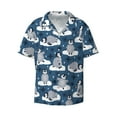 thumbnail image 4 of Uemuo Snow Penguin Pattern Cotton Linen Short Sleeve Shirts,Casual Lightweight Button Down Shirts,Vacation Beach Summer Tops-Medium, 4 of 7