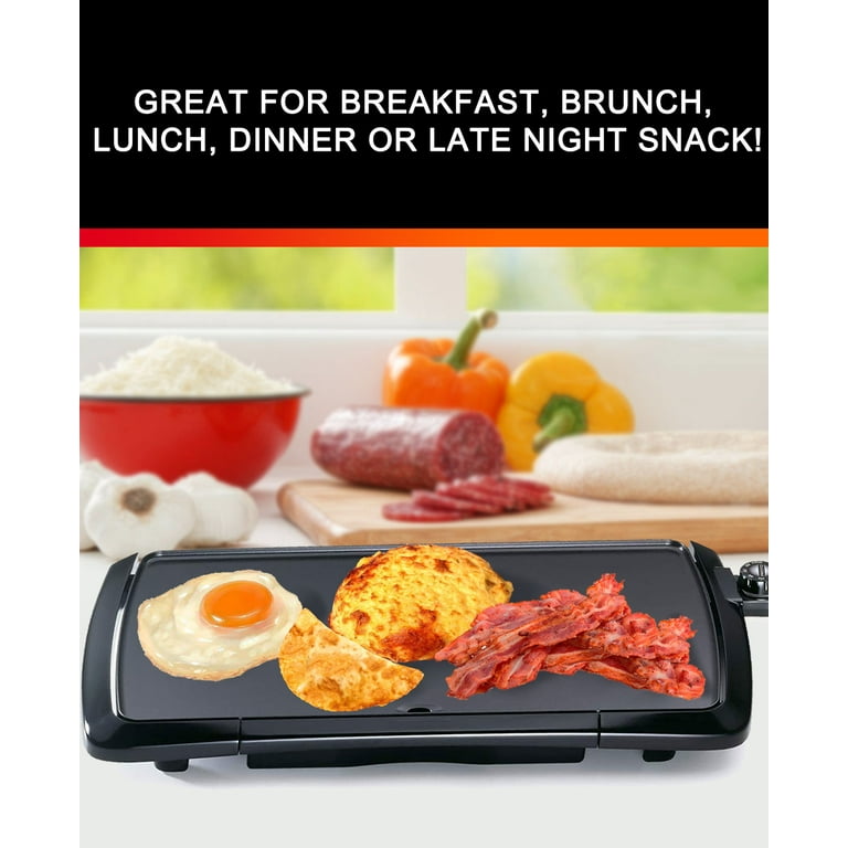 18 inch Nonstick Electric Griddle for 8 Pancakes or Eggs At Once, with  Warming Tray