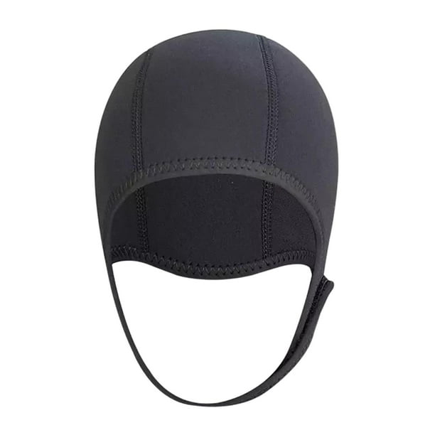 Gorro de buceo de neopreno de 3 mm, ajustable, cálido y protector de orejas para invierno. negro