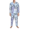 thumbnail image 3 of Haiem Bird Butterfly Stripe Pattern Men’s Long-sleeve Sleepwear,Sleepwear Set,2-piece Loungewear Set,Soft PJs Comfy Nightwear with Pockets-X-Large, 3 of 7