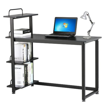 Yaheetech Computer Desk with 4 Bookshelves PC Laptop Workstation Home Office Study Table Black