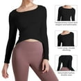 thumbnail image 2 of Baywell Women's Cross-Buckle Long Sleeve Yoga Crop Tops Cropped Sweatshirts Lightweight Stretch Exercise Athletic Shirts for Women, 2 of 6