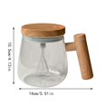 thumbnail image 3 of WYanRUI USB Rechargeable Automatic Self Stirring Glass Mug, Wooden Lid Electric Mixing Cup for Coffee Protein Powder Milk Tea Home Office Travel Drinkware, 3 of 7